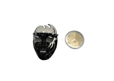 Broche visage Pierrot couleur noir et blanc dorure argent