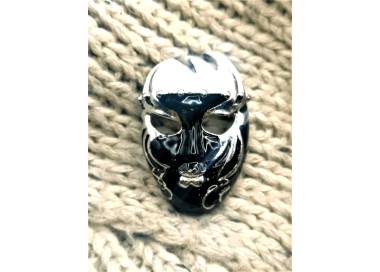 Broche visage Pierrot couleur noir et blanc dorure argent