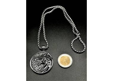 Collier et pendentif tête de loup Alpha viking en acier inoxydable