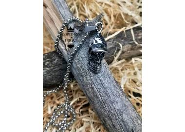 Collier Tetos tête de mort casquette couleur argent en acier inoxydable 316L