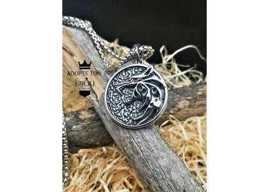 Collier et pendentif tête de loup Alpha viking en acier inoxydable