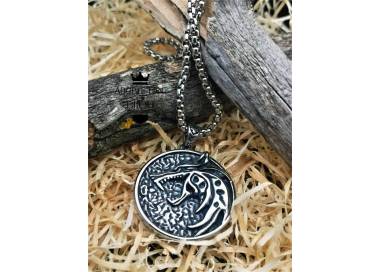 Collier et pendentif tête de loup Alpha viking en acier inoxydable