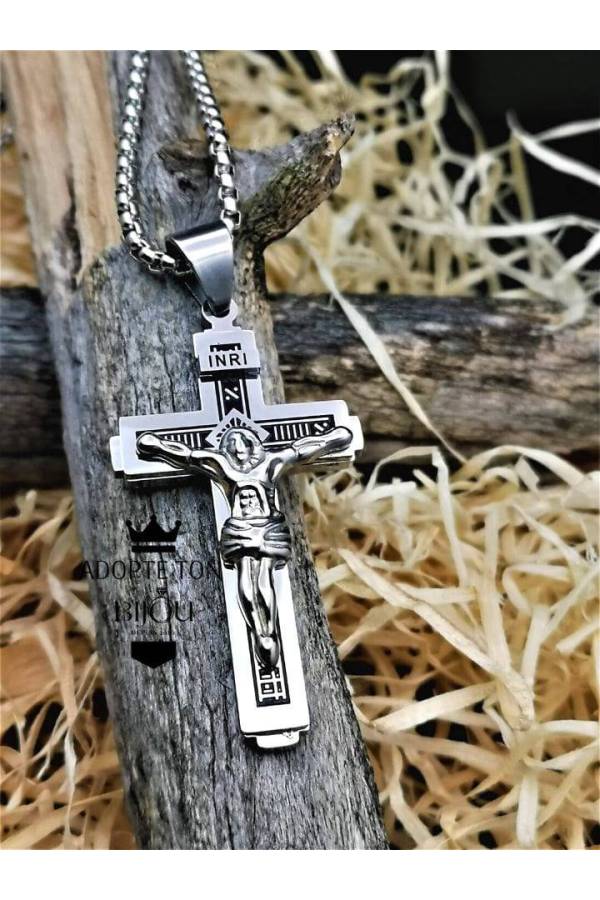 Oidea Collier Avec Croix En Acier Inoxydable Pour Homme