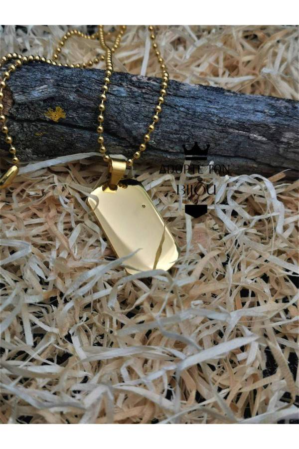 Collier Homme Militaire – Chaîne Acier Inox 50 Cm – Pendentif Plaque GI Dogtag
