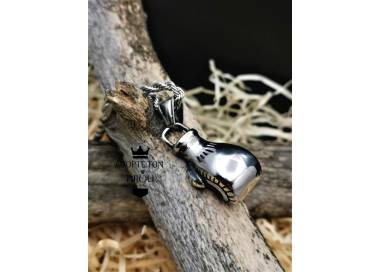 Collier et pendentif Gant de Boxe Rocky couleur argent en acier inoxydable