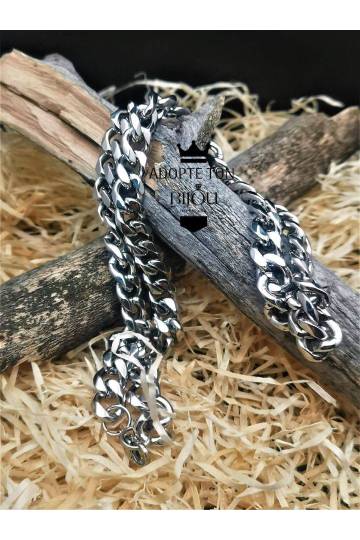 Chaine tendance viril Hecate en acier inoxydable 316L couleur argent pour homme