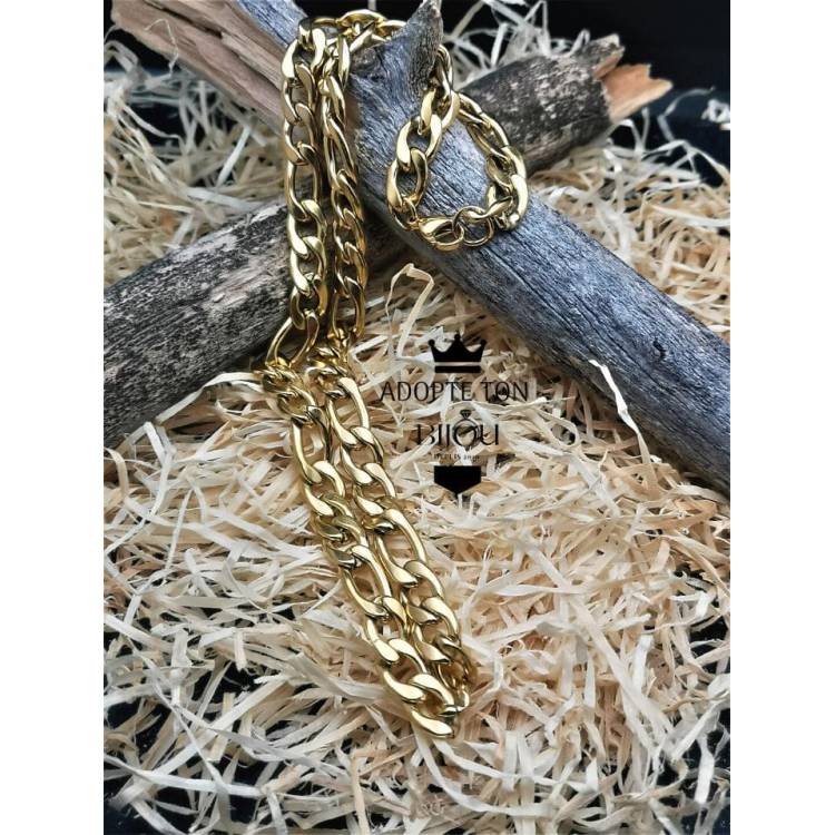 Chaine tendance viril Helios en acier inoxydable 316L couleur or pour homme