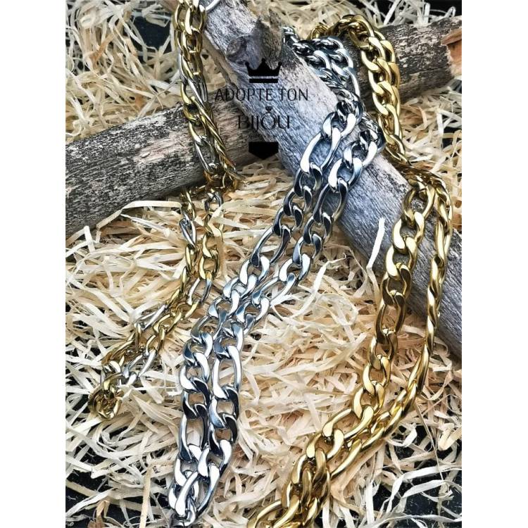 Chaine tendance viril Helios en acier inoxydable 316L couleur or pour homme