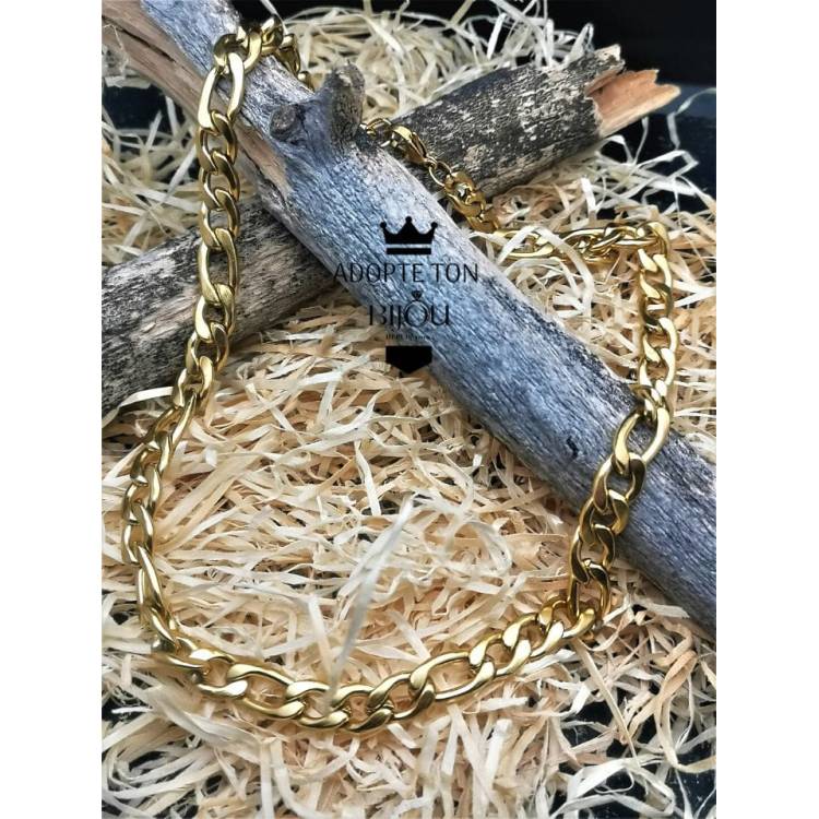 Chaine tendance viril Helios en acier inoxydable 316L couleur or pour homme