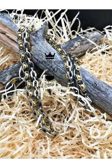 Chaine tendance viril Hades en acier inoxydable 316L couleur argent or pour homme