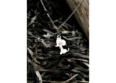 Collier tendance chien Snoopy couleur argent en acier inoxydable 316L pour femme