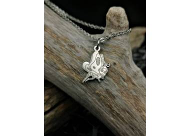 Collier tendance papillon Dose couleur argent en acier inoxydable 316L pour femme