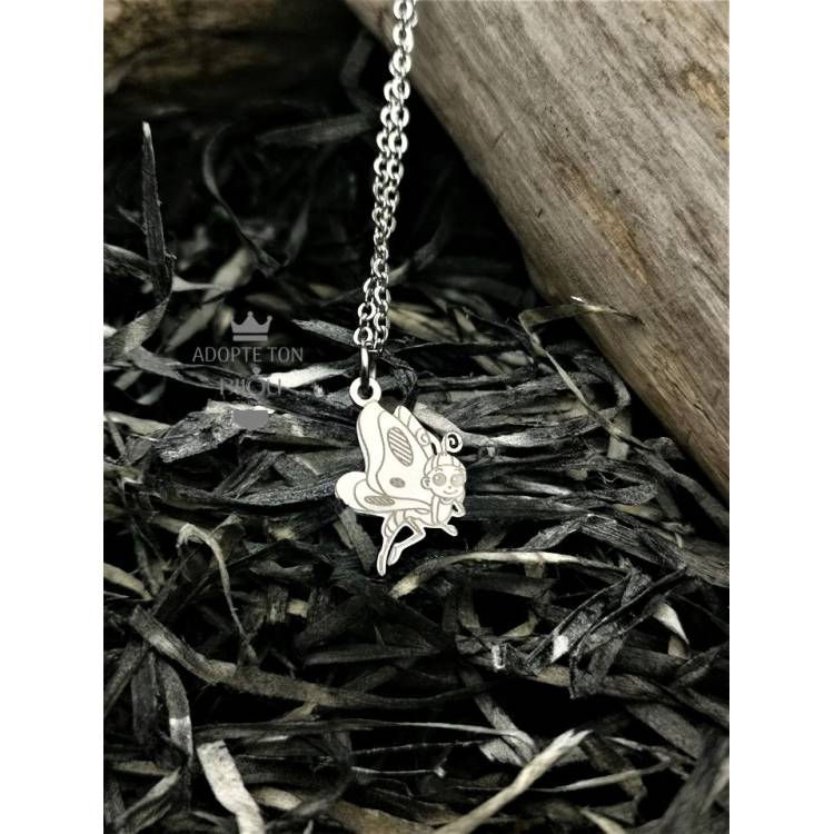 Collier tendance papillon Dose couleur argent en acier inoxydable 316L pour femme