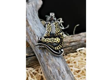 Collier viking bateau Drakkar en acier inoxydable