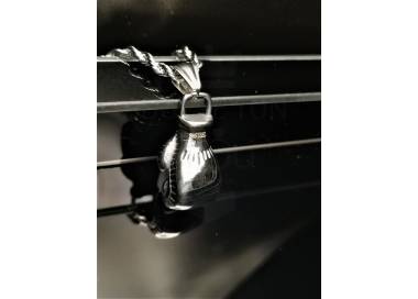 Collier et pendentif Gant de Boxe Rocky couleur argent en acier inoxydable