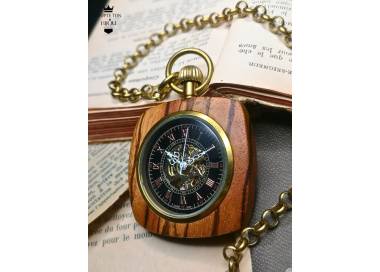 Montre à gousset mécanique de poche carré chêne