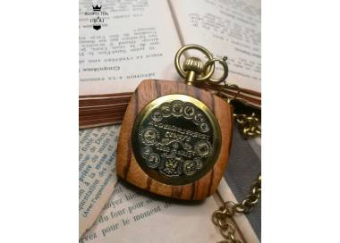 Montre à gousset mécanique de poche carré chêne