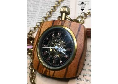 Montre à gousset mécanique de poche carré chêne