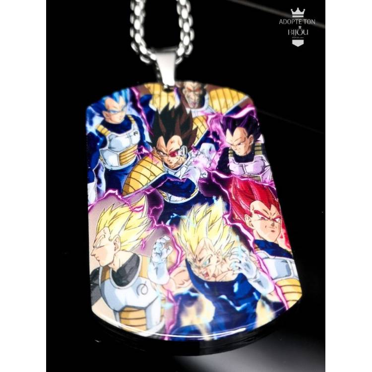 Collier Dragon Ball Z Vegeta transformation en acier inoxydable