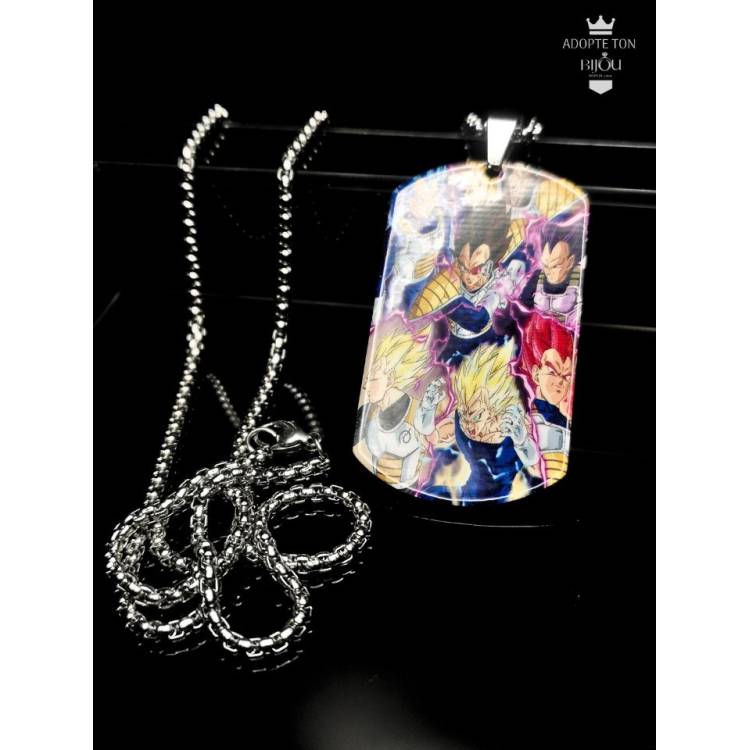 Collier Dragon Ball Z Vegeta transformation en acier inoxydable