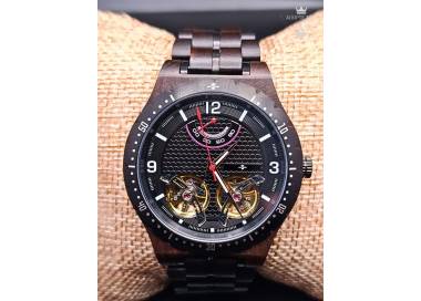Montre en bois artisanale de luxe unique Orion noire