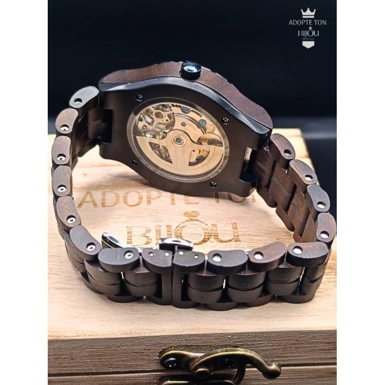 Montre en bois artisanale de luxe unique Orion noire