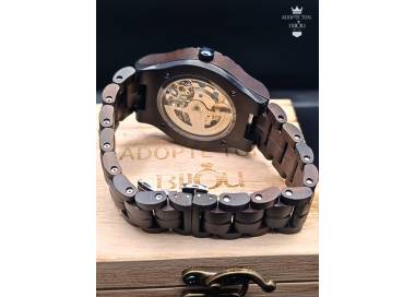 Montre en bois artisanale de luxe unique Orion noire
