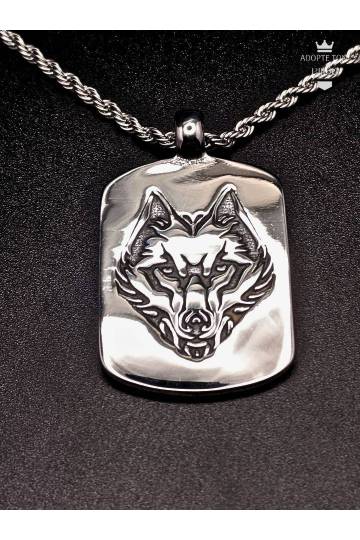 Collier tête de loup viking Fenrisúlfr en acier inoxydable couleur argent