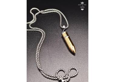 Collier pendentif balle 9mn couleur or en acier inoxydable