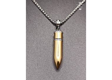 Collier pendentif balle 9mn couleur or en acier inoxydable