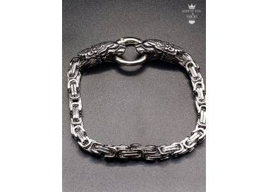 Bracelet viking tête de loup Fenrir en acier inoxydable couleur argent
