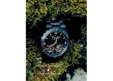 Montre en bois artisanale de luxe unique Orion noire