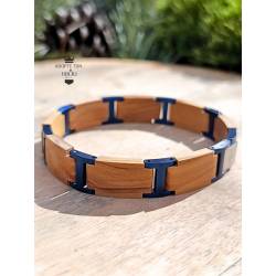 Bracelet en bois simple pour homme femme bleu