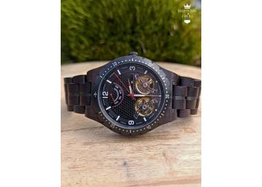 Montre en bois artisanale de luxe unique Orion noire