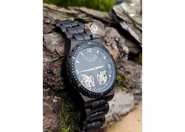 Montre en bois artisanale de luxe unique Orion noire
