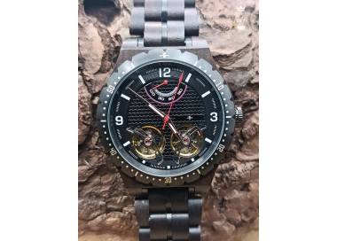 Montre en bois artisanale de luxe unique Orion noire
