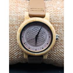 Montre en bois fleur de vie spirituelle