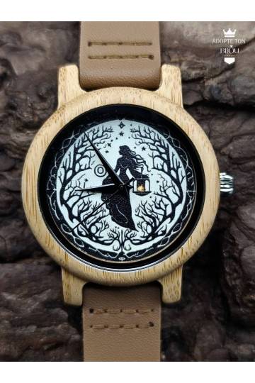 Montre en bois spirituelle sorcière arbre de vie
