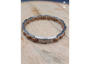 Bracelet en bois marron argent pour homme femme