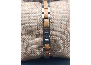 Bracelet en bois marron argent pour homme femme