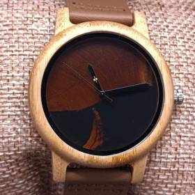 Montre en bois artisanale Chocolat pour homme et femme création unique