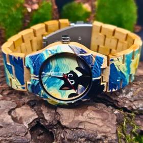 montre en bois chat desigual accessoire de mode