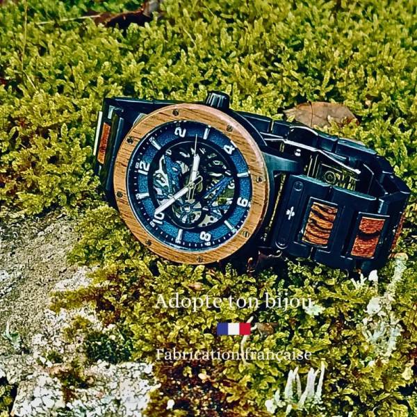 montre en bois artisanale écorce automatique accessoire de mode