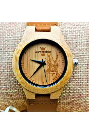 Montre en bois Cerf brut - homme/femme accessoire de mode