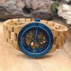 Montre en bois Automatique Bleu Saphir - L'Héritage Céleste horlogerie française