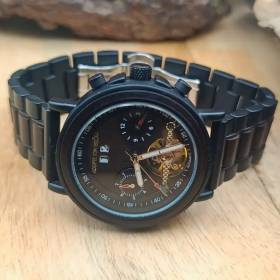 Montre en bois automatique - le Fantôme total look noir horlogerie artisanale