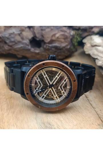 montre en bois automatique - l'architecte/cadran squelette ajouré bijou luxe