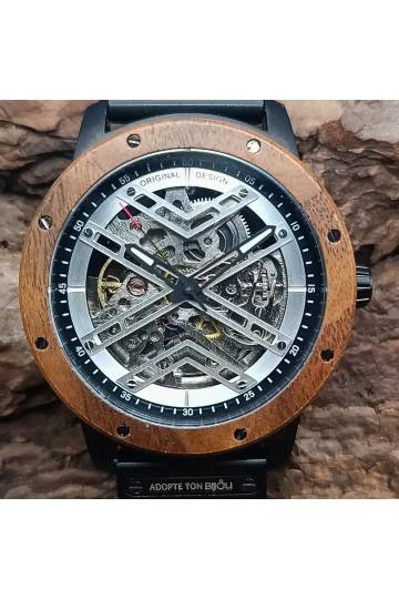montre en bois automatique - l'architecte/cadran squelette ajouré