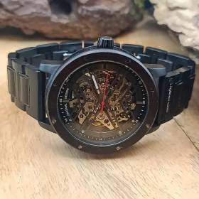 Montre en bois automatique le Labyrinthe/squelette sombre bijouterie luxe