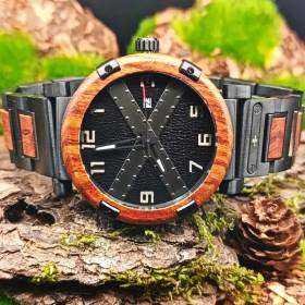 Montre en bois automatique Le forgeron - style industriel noir horlogerie de luxe